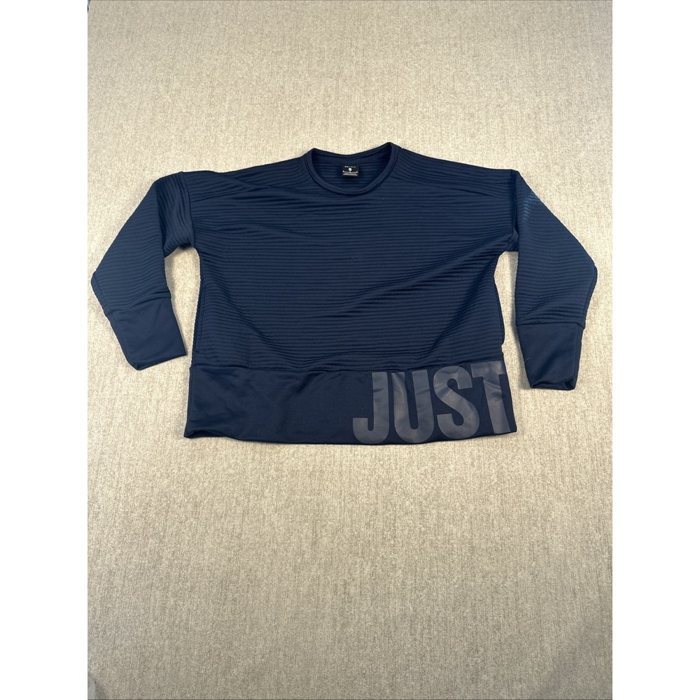 Nike Sweatshirt Womens Medium Navy Dri-Fit Ribbed Just Do It Pockets‎
